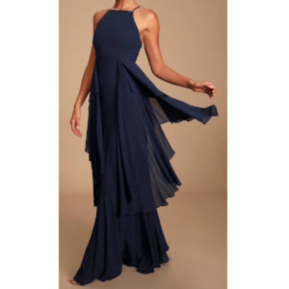 Lulu's Anitra Ruffled Sleeveless Maxi Dress XS